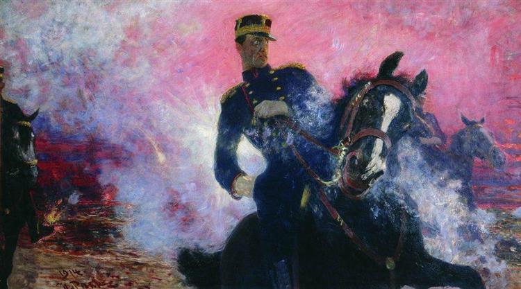 Бельгийский король Альберт в момент взрыва плотины в 1914 году, 1914 - Илья Репин