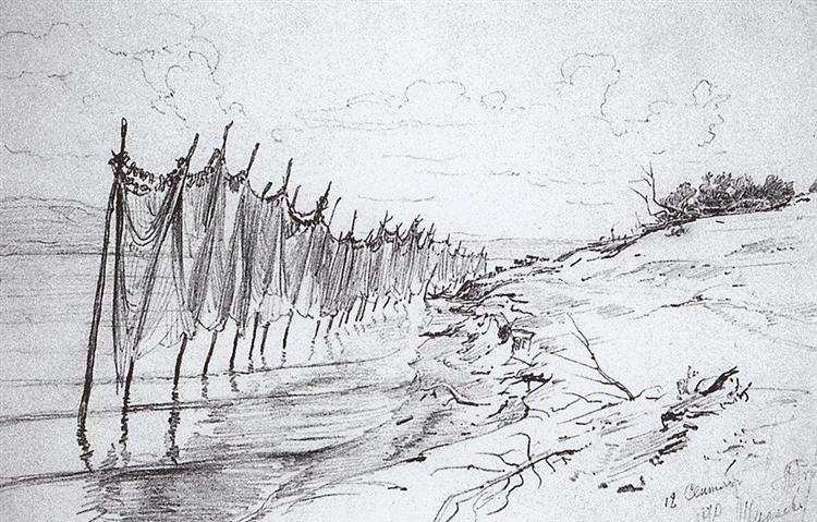 Fishing nets. Shiryaevo., 1870 - 列賓