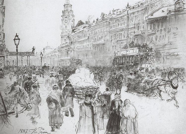 Nevsky Avenue, 1887 - Iliá Repin
