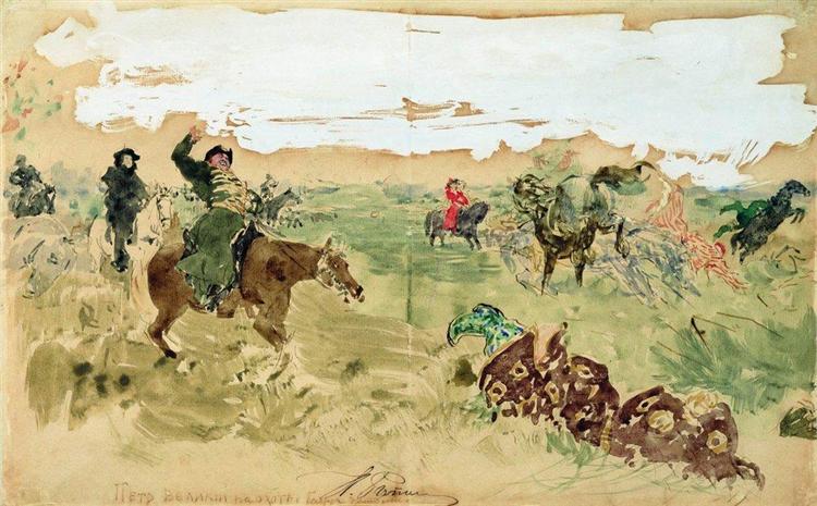 Peter the Great on the hunt - Ілля Рєпін