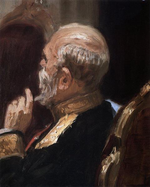 Portrait of professor emeritus of the Imperial Military Academy, infantry general and member of State Council Nikolai Nikolayevich Obruchev. Study for the picture Formal Session of the State Council., 1903 - Ilja Jefimowitsch Repin