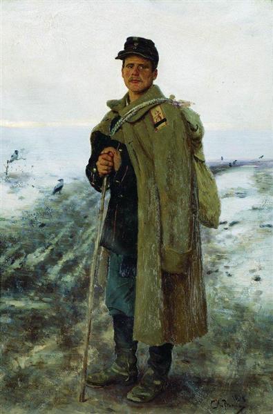 To his homeland. The hero of the last war, 1878 - Ilya Repin