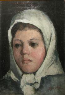 White Headscarf Girl Head - Йон Андреєску