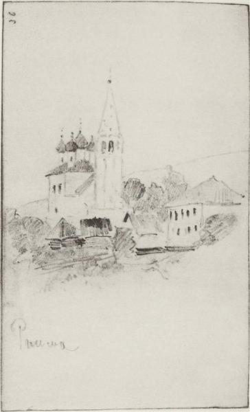 Church with belfry in Reshma, 1890 - 艾萨克·伊里奇·列维坦