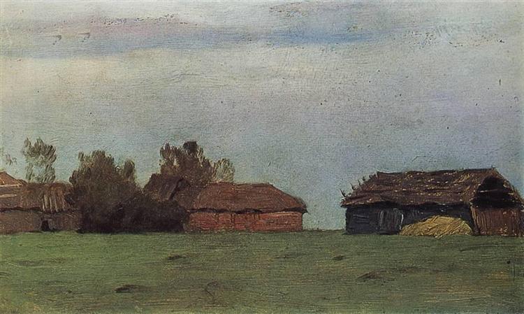 Landscape with buildings, c.1895 - Isaak Iljitsch Lewitan