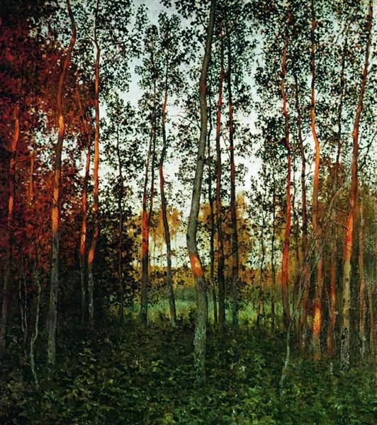 The last rays of the sun. Aspen forest., 1897 - 艾萨克·伊里奇·列维坦