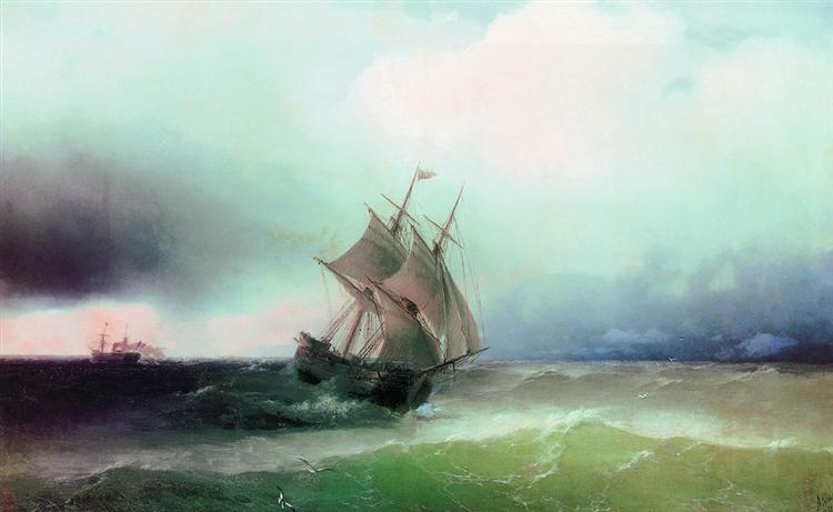 Approximation of the storm, 1877 - Iwan Konstantinowitsch Aiwasowski