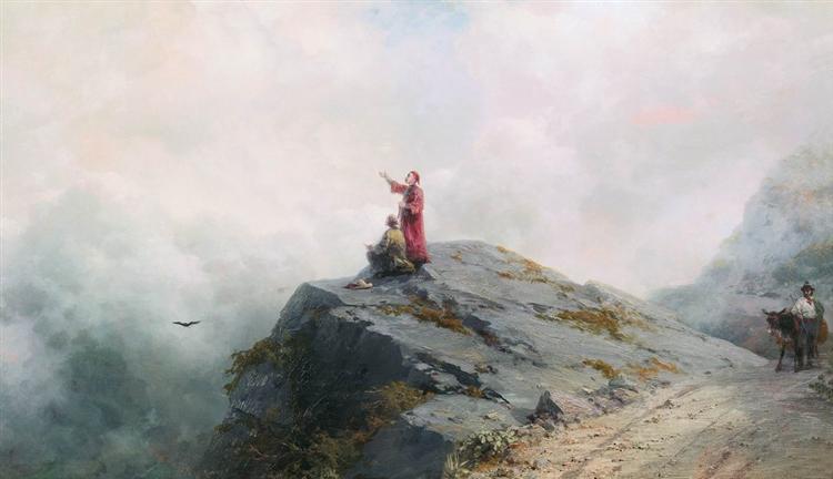 Dante shows the artist in the unusual clouds, 1883 - Ivan Konstantinovich Aivazovskii