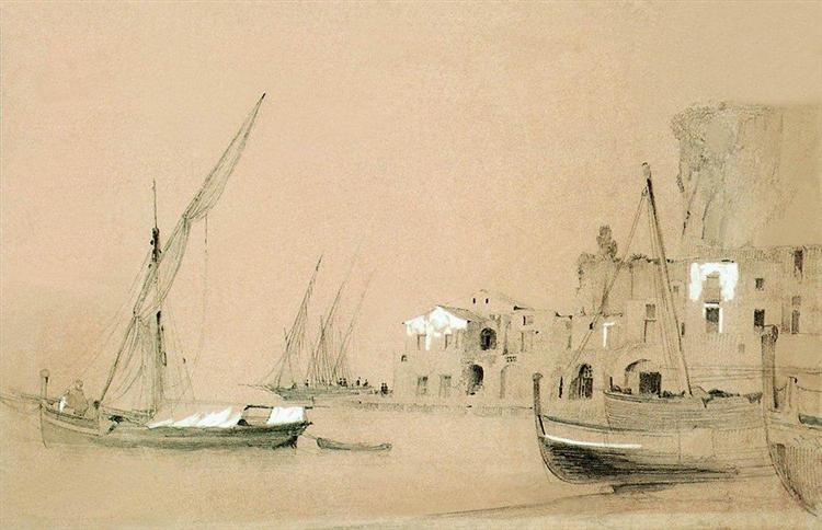 Sorrento. Sea view, 1842 - Ivan Konstantinovich Aivazovskii