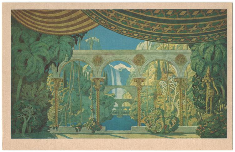 Chernomor's Gardens. Sketches of scenery for Mikhail Glinka's Ruslan and Ludmilla, 1913 - Iván Bilibin
