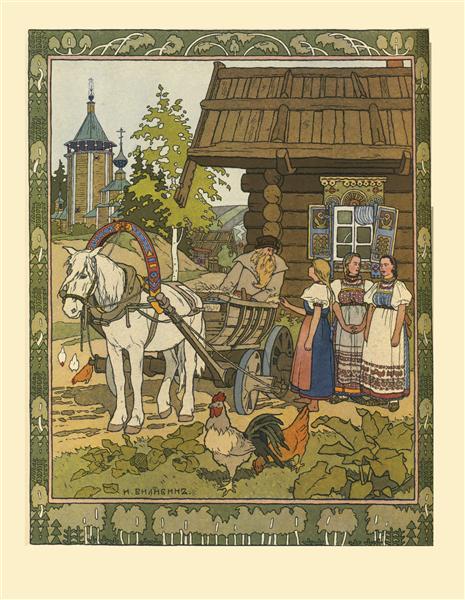 Illustration for the Russian Fairy Story "Feather Of Finist Falcon" - Iwan Jakowlewitsch Bilibin
