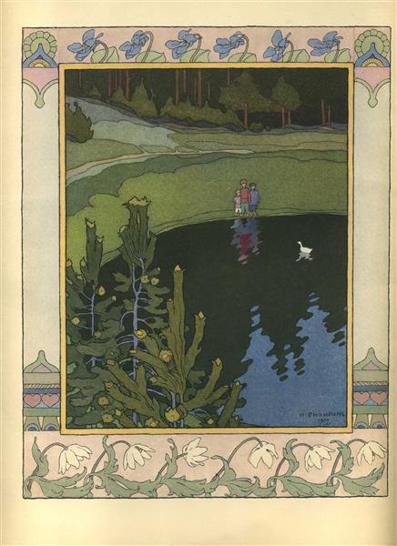 Illustration for the Russian Fairy Story "White duck", 1902 - Iván Bilibin
