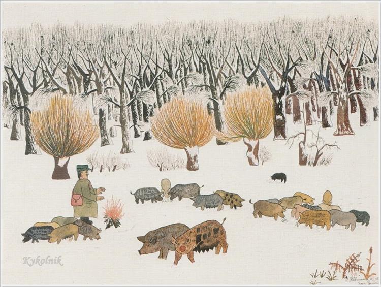 Watching over pigs, 1933 - Иван Генералич