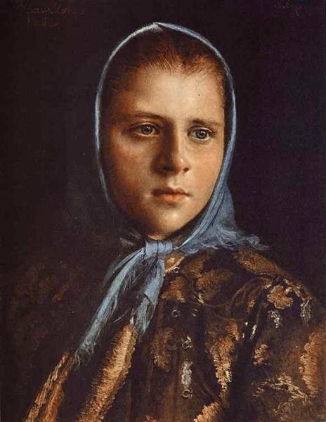 Russian Girl in a Blue Shawl, 1882 - Іван Крамськой