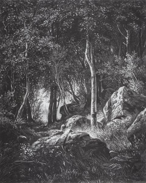 Na margem de um bosque de bétulas. Valaam, 1859 - 1860 - Ivan Shishkin