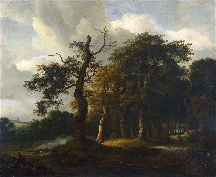 Eine Straße durch einen Eichenwald - Jacob van Ruisdael
