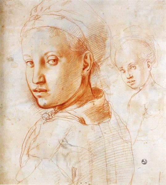 Етюд хлопчика, який повертає голову, c.1529 - Джакопо Понтормо
