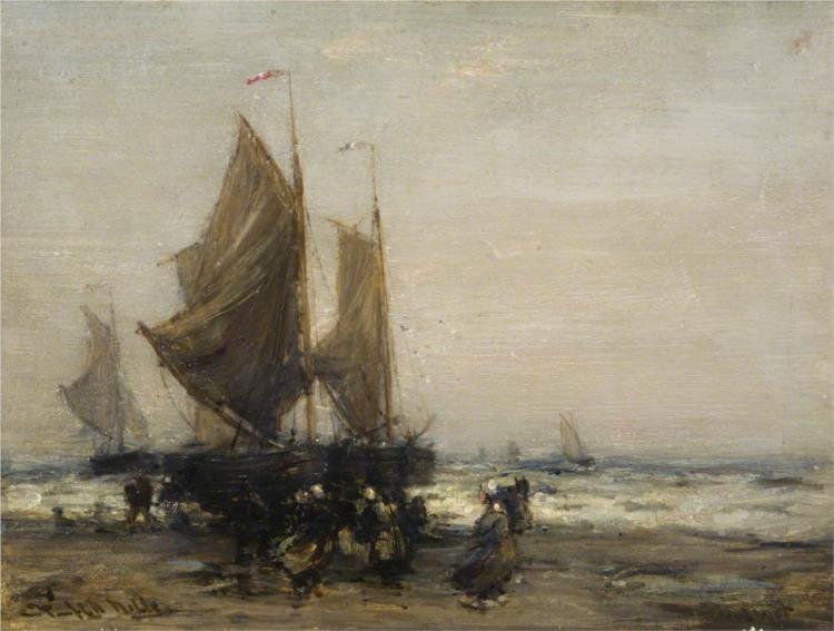 A Grey Day with Dutch Fishing Boats - James Campbell Noble