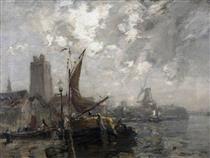 The Old Wharf, Dordrecht, Holland - James Campbell Noble