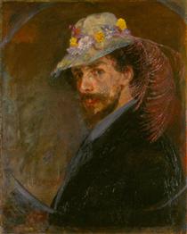 Auto-portait au chapeau fleurit - James Ensor
