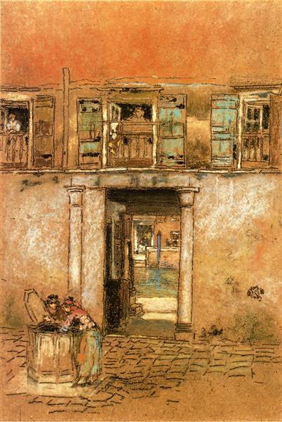 Courtyard and Canal, 1879 - 1880 - 惠斯勒
