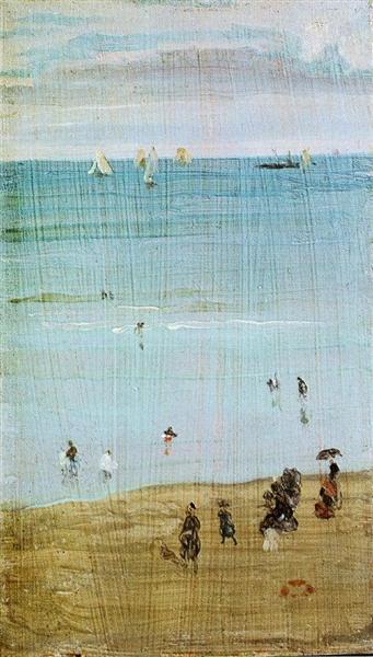 Harmony in Blue and Pearl: The Sands, Dieppe, c.1885 - 惠斯勒