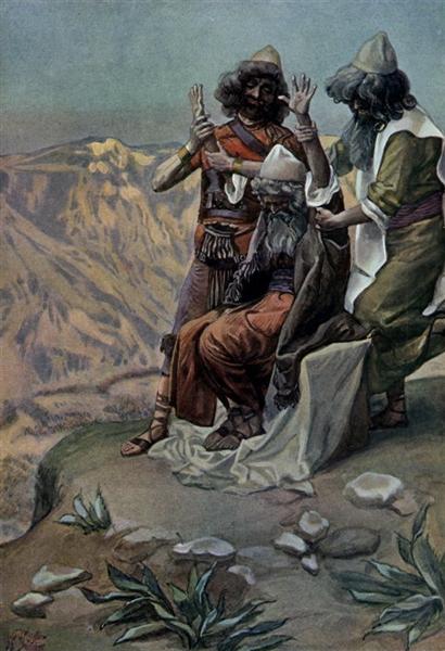Moses on the Mountain During the Battle, as in Exodus - James Tissot