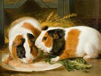 Double Portrait of Henrietta Ward's Pet Guinea Pig - James Ward