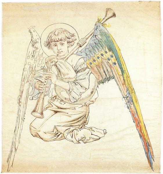 Angel with flutes - Jan Matejko