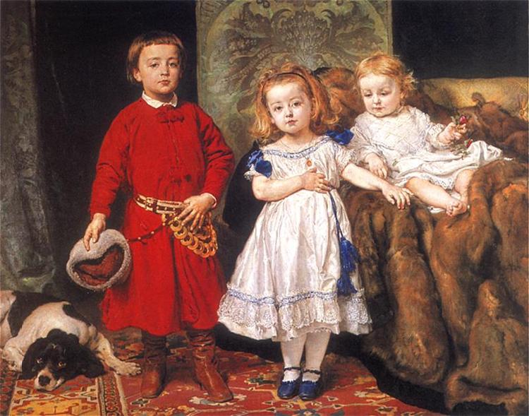 Portrait of three children - Ян Матейко