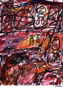 Site with four characters - Jean Dubuffet