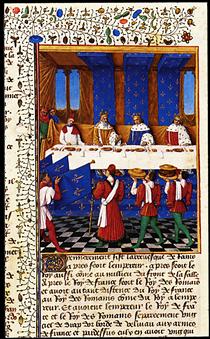 Banquet Given by Charles V (1338-80) in Hhonour of His Uncle Emperor Charles IV (1316-78) in 1378 - Jean Fouquet