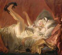 Young Woman Playing with a Dog - Jean-Honoré Fragonard