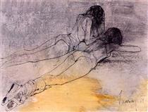 Two ballerinas resting - Jean Jansem