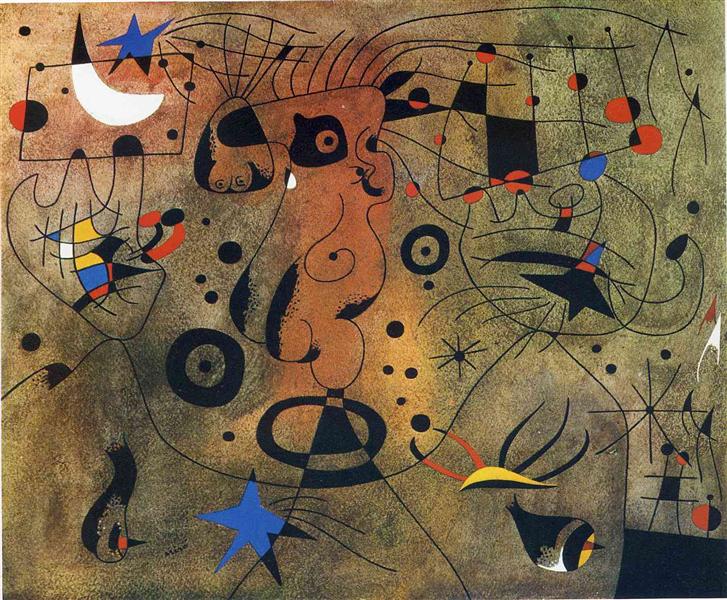 Woman with Blond Armpit Combing Her Hair by the Light of the Stars, 1940 - Joan Miró