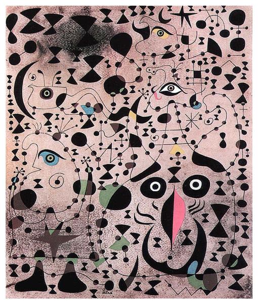 The Beautiful Bird Revealing the Unknown to a Pair of Lovers (from the Constellation series), 1941 - Joan Miro