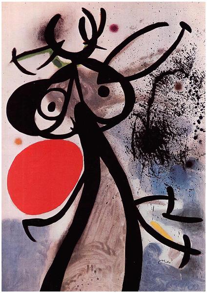 Femme, oiseaux devant le soleil, 1972 - Joan Miro