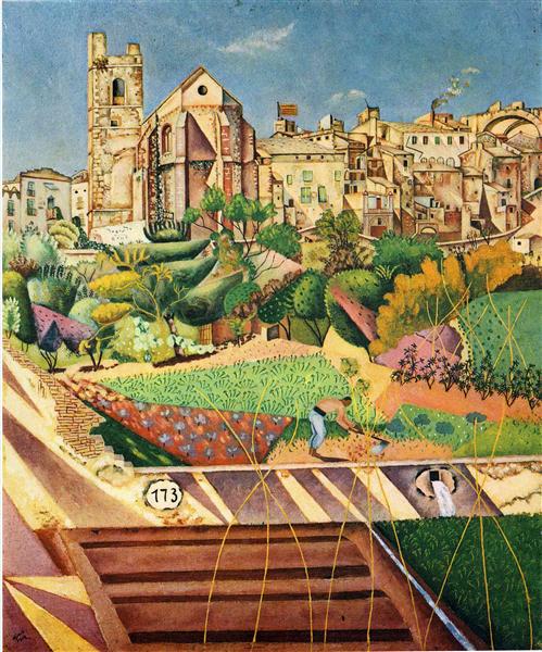Montroig, la iglesia y el pueblo, c.1918 - Joan Miró