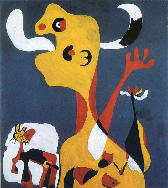 Woman and Dog in Front of the Moon, 1935 - Joan Miró