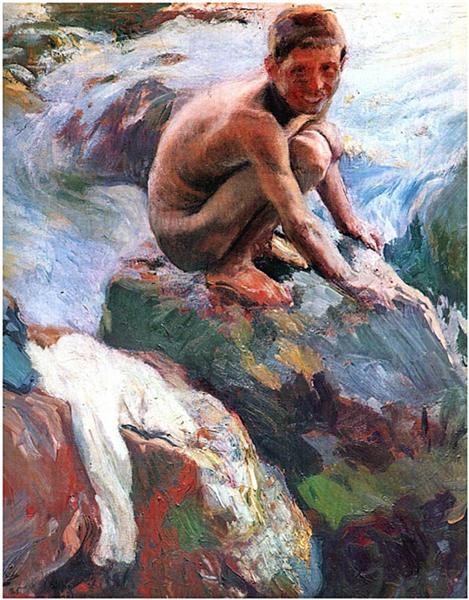 Boy on the Rocks, Javea, 1905 - 霍金‧索羅亞