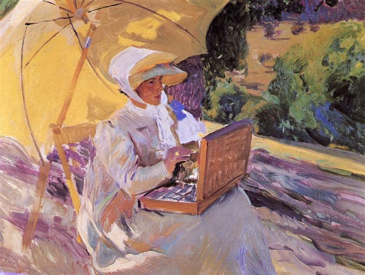 Maria Painting in El Pardo, 1907 - 霍金‧索羅亞