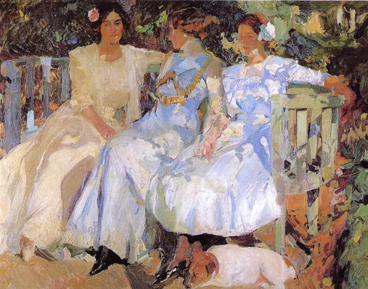 My Wife and Daughters in the Garden, 1910 - Хоакин Соролья