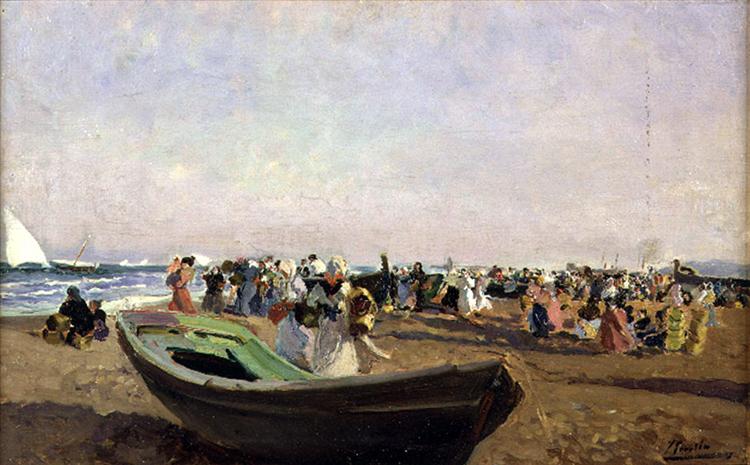 Valencia Beach. Fisherwomen., 1919 - 霍金‧索羅亞