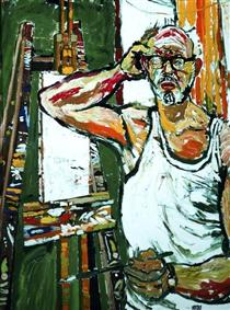 Self Portrait with an Easel and an Agonised Expression - Джон Бретбі