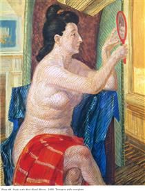 Nude with Red Hand Mirror - John French Sloan