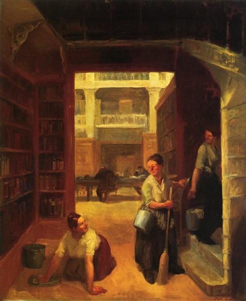 Scrubwoman, Astor Library, 1910 - 1911 - John French Sloan