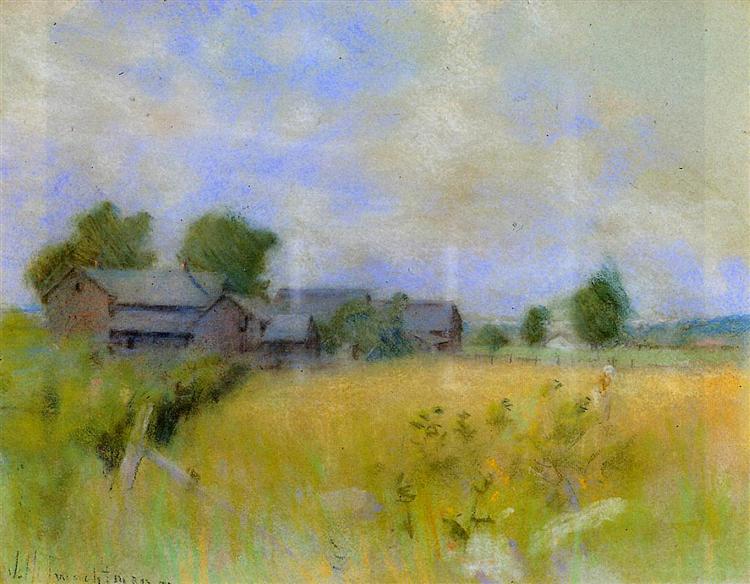 Pasture with Barns, Cos Cob - Джон Генрі Твахтман (Tуоктмен)