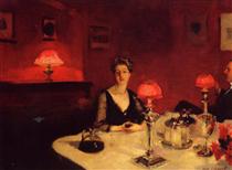 A Dinner Table at Night - John Singer Sargent