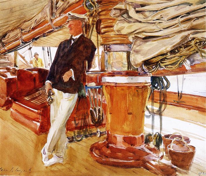 Captain Herbert M. Sears on deck of the Schooner Yacht Constellation, 1924 - John Singer Sargent