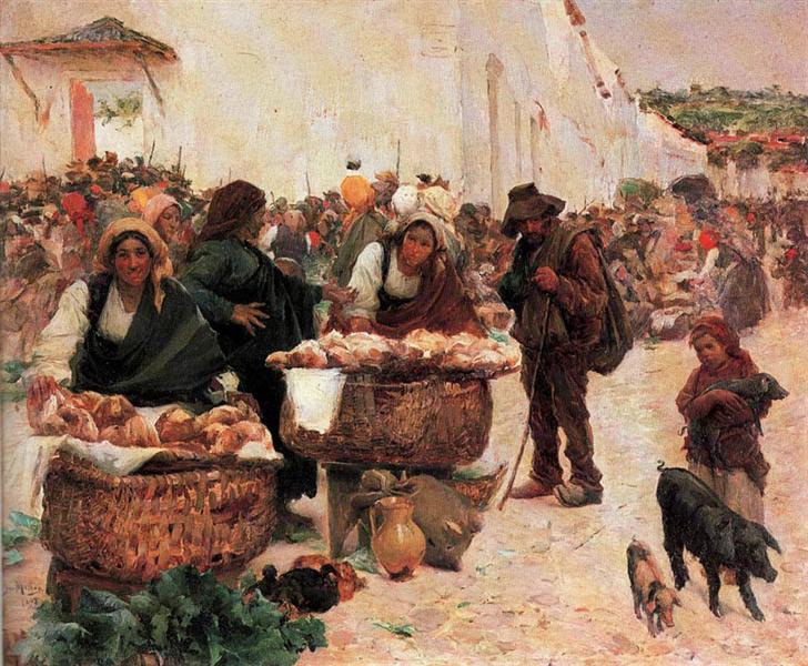 The bakers, a market in Figueiró, 1898 - Жозе Мальоа